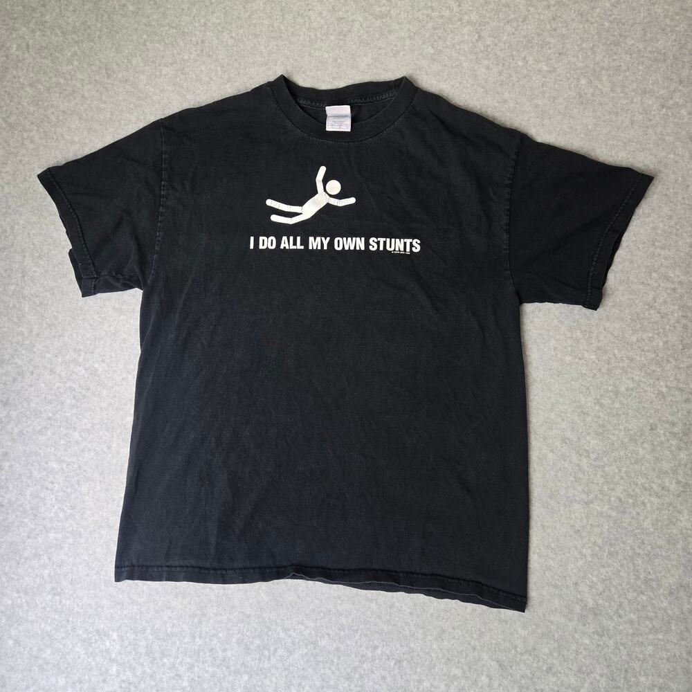 Y2K "I Do My Own Stunts" Tennessee River Black Short Sleeve Graphic Tee - Size L